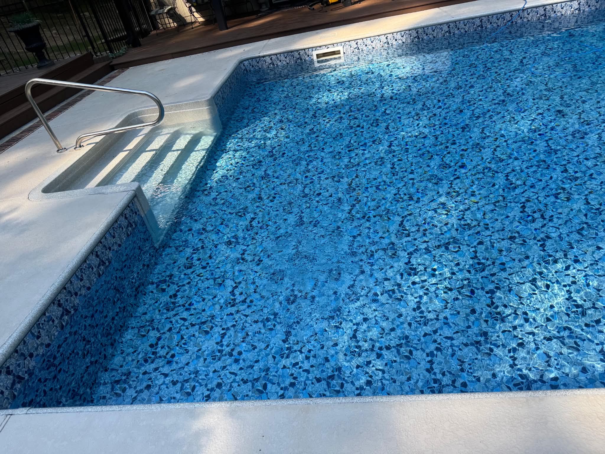 Completed blue speckle pool