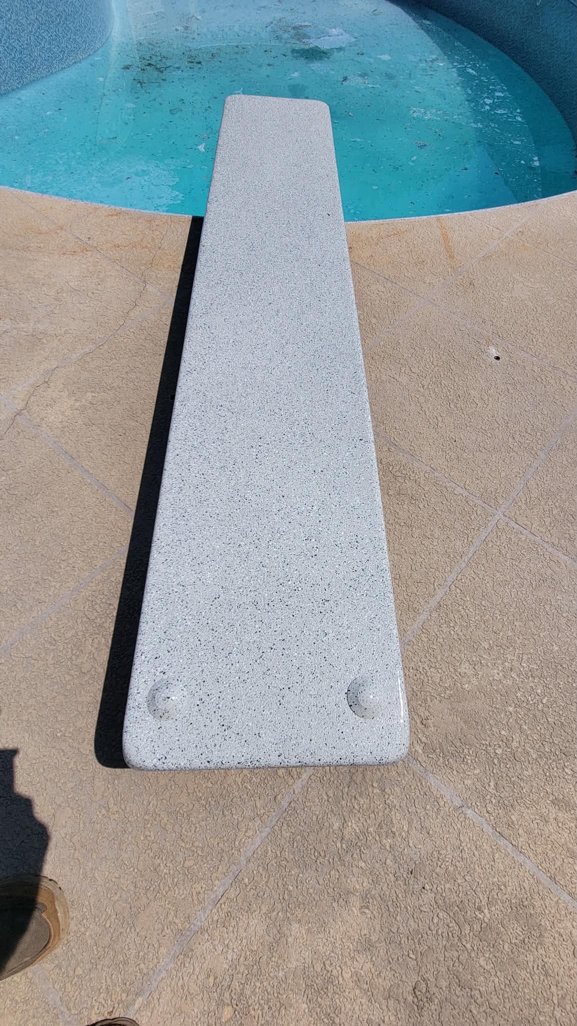 Finished blue speckled coping