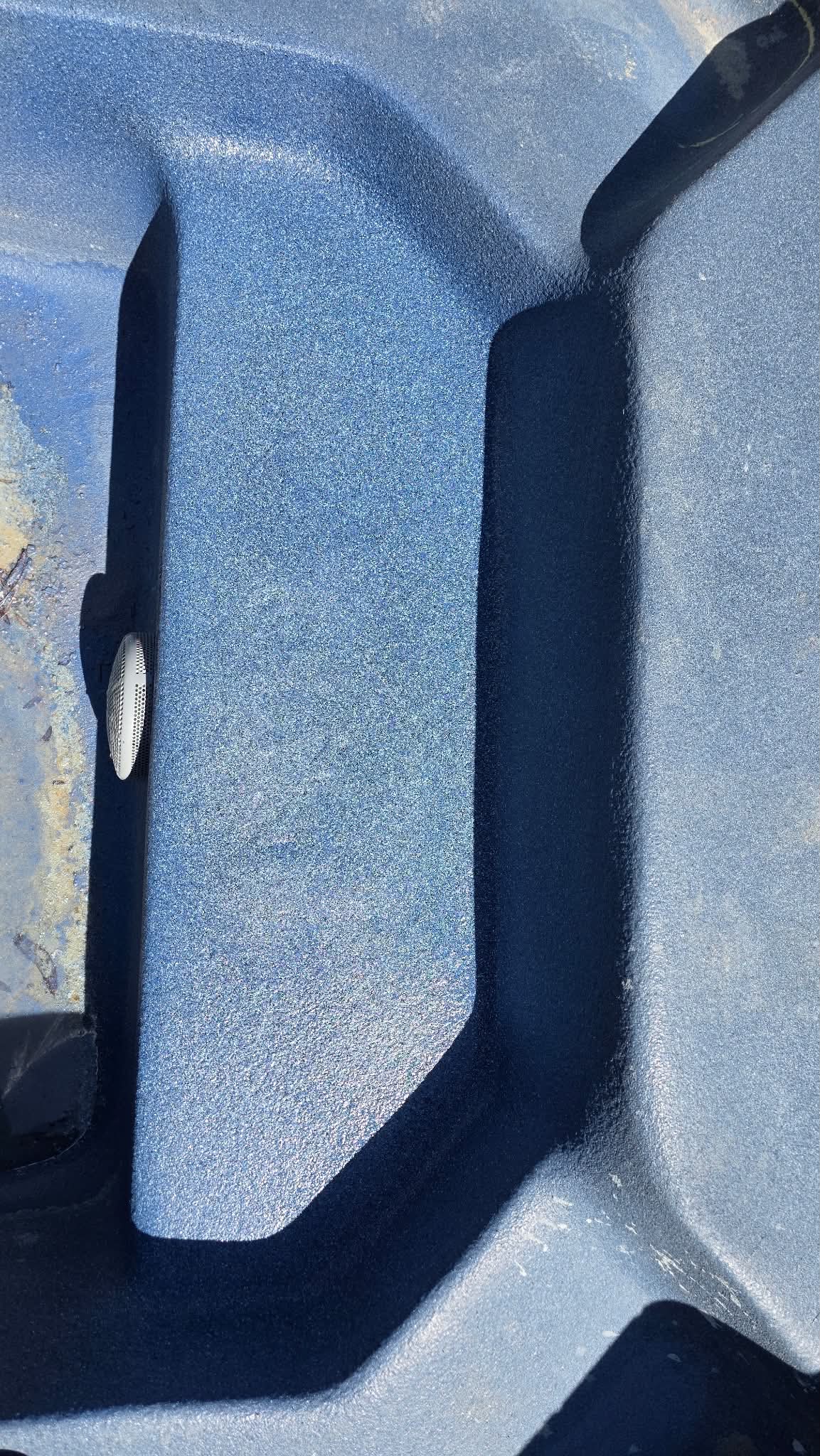 Dark-blue finished fiberglass buddy seat