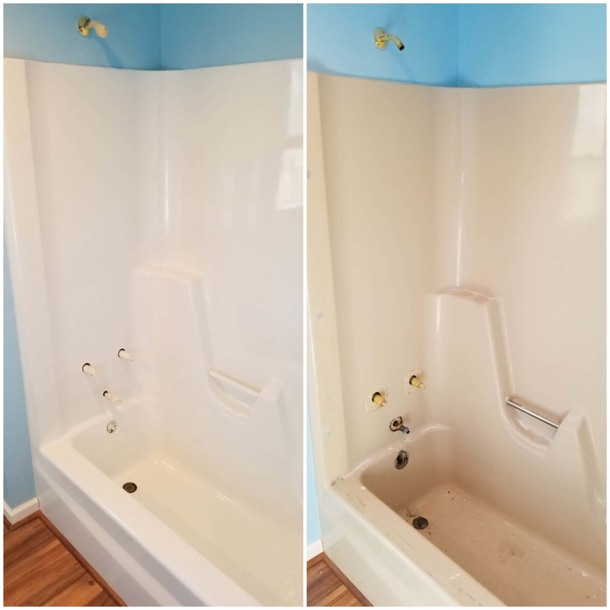 Tub and surround before and after resurfacing