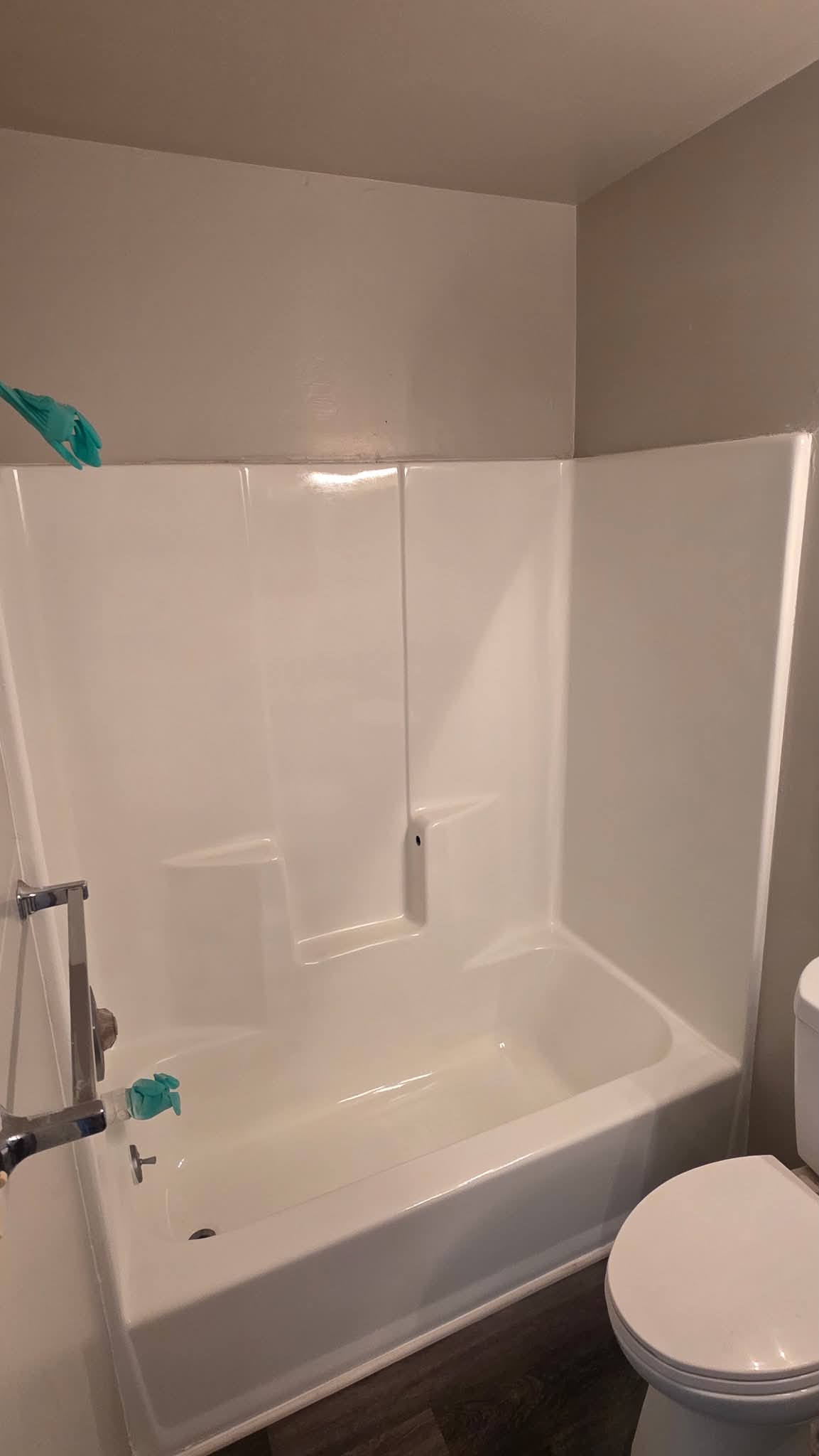 Finished white tub and shower surround