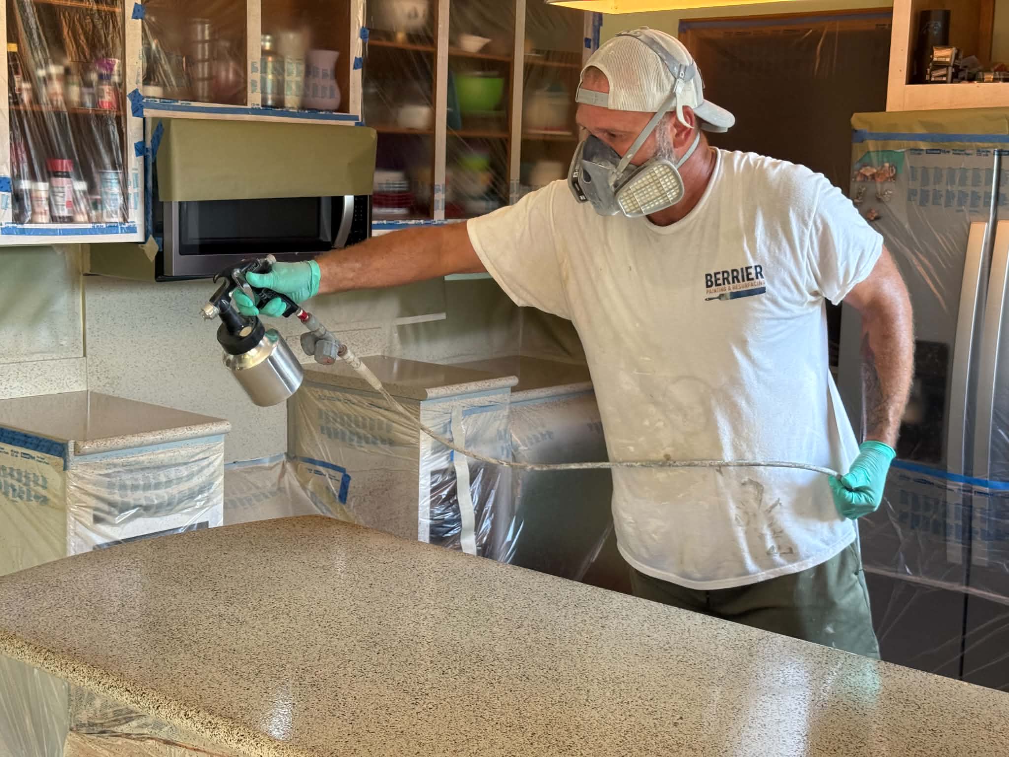 Countertop resurfacing project in progress